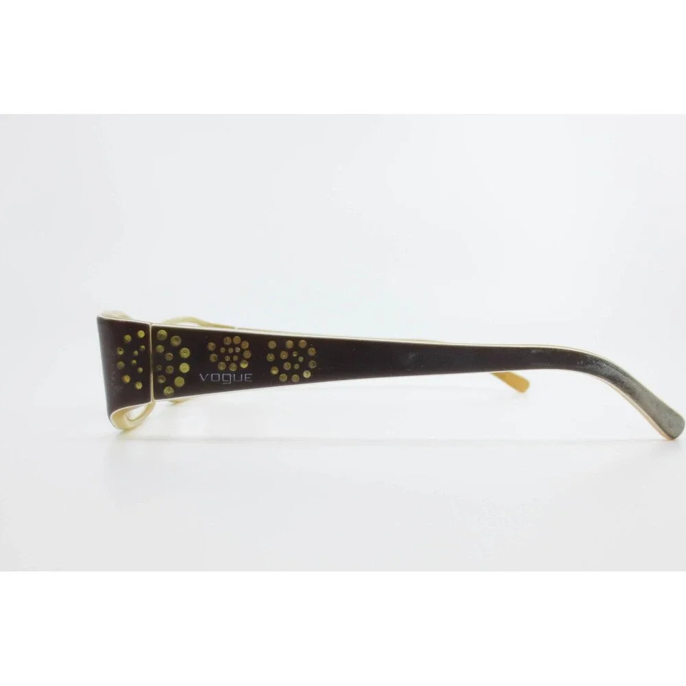Vogue VO 2484 Brown Tan Rectangular Eyeglasses Frames 51-15-130 Womens Gold Dots